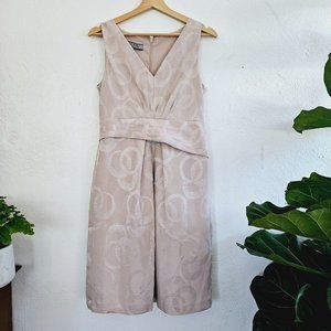 Anne Klein Taupe Asymetrical Dress V neck Sleeveless Wedding Party Office 6 S